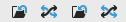 Import Application and System database icons are a folder with an incoming arrow, flat design style. Export Application and System icons are two crossed arrows, flat design style.